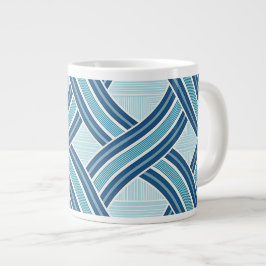 Caneca De Café Grande Padrão de Linhas Azuis