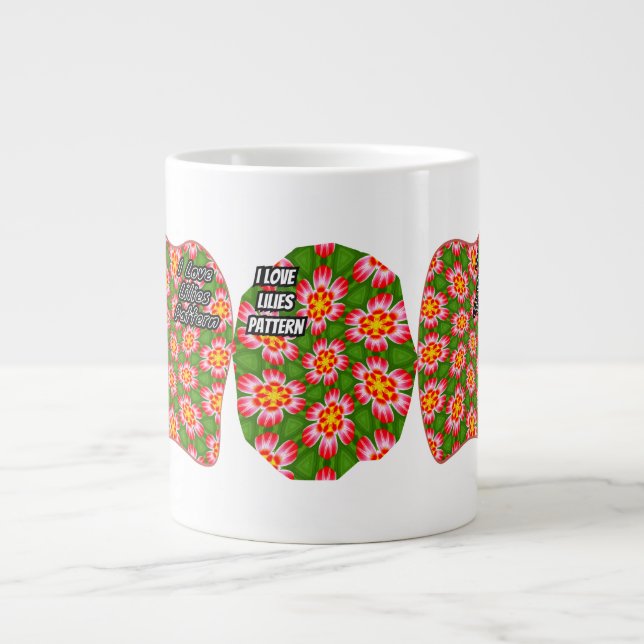 Caneca De Café Grande Padrão de lírios vermelhos (Frente)
