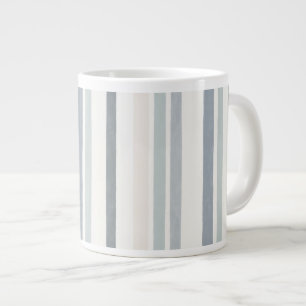 Caneca De Café Grande Padrão de Listra Vertical em Aquarela Suave em Azu
