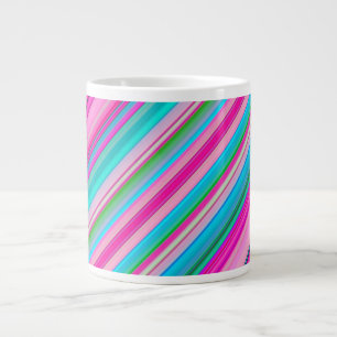 Caneca De Café Grande Padrão de Listras de Cores de Arco-íris Vibrantes-