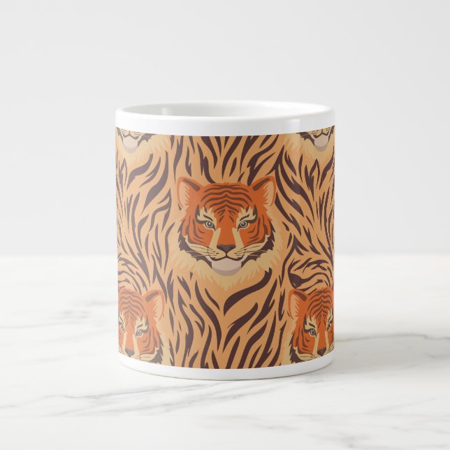 Caneca De Café Grande Padrão de listras de tigre contínuo (Frente)