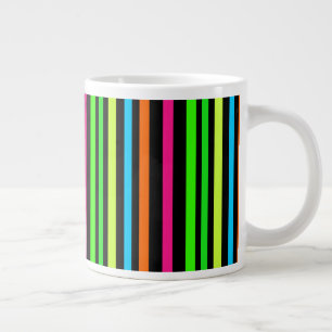 Caneca De Café Grande Padrão de Listras Neon