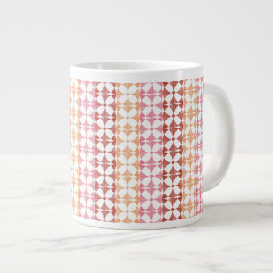 Caneca De Café Grande Padrão de listras vermelhas geométricas