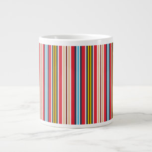 Caneca De Café Grande Padrão de Listras Xadrez Multicoloridas-57666