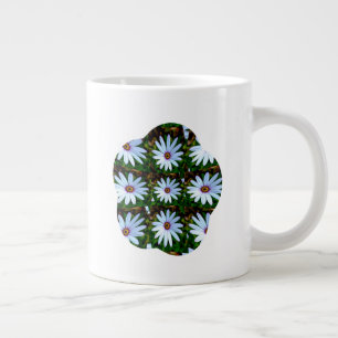 Caneca De Café Grande Padrão de margarida branca