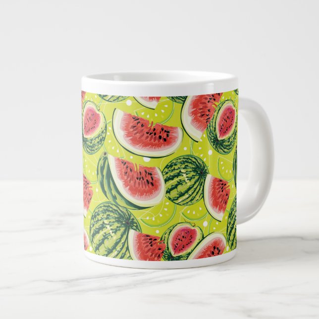 Caneca De Café Grande Padrão de Melancia 2 (Frente Esquerda)