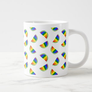 Caneca De Café Grande Padrão de Melancia Arco-Íris