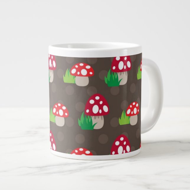 Caneca De Café Grande padrão de miúdos cogumelo (Frente Esquerda)