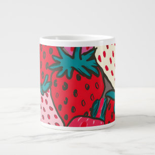 Caneca De Café Grande Padrão de Morango