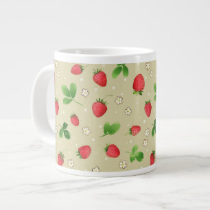 Caneca De Café Grande Padrão de morangos aquosos