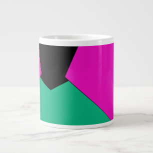 Caneca De Café Grande Padrão de Mosaico Abstrato Rosa Préppy Verde Esmer