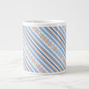 Caneca De Café Grande Padrão de Motivo Tribal Azteca laranja azul fofo