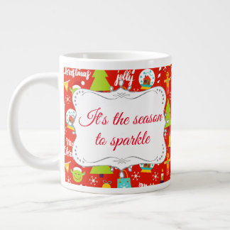 Caneca De Café Grande Padrão de Natal Festivo