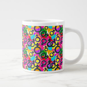 Caneca De Café Grande Padrão de Neon de Gênero Orgulho gay