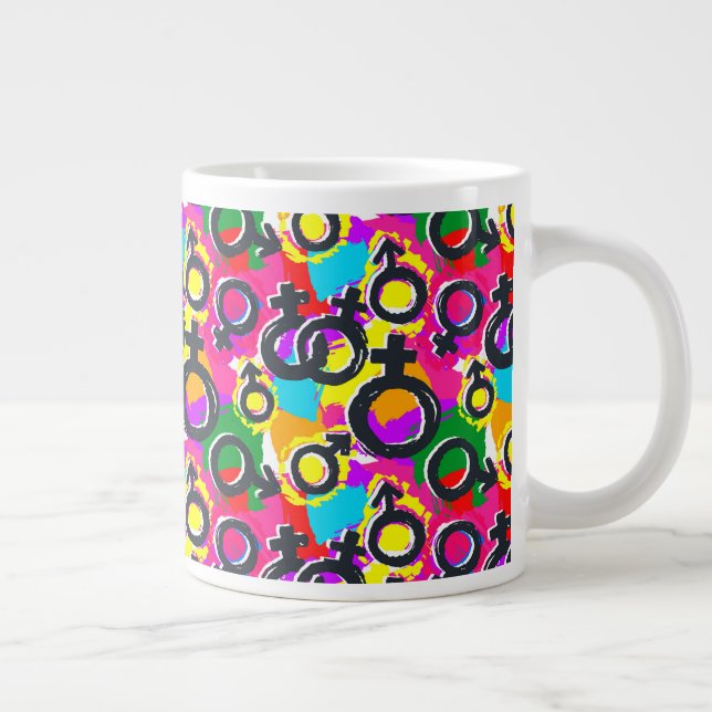 Caneca De Café Grande Padrão de Neon de Gênero Orgulho gay (Direita)