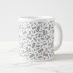 Caneca De Café Grande Padrão de Número Aleatório Preto/Branco 100 Aniver