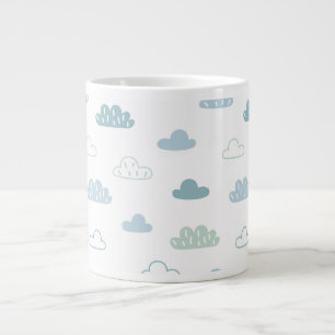 Caneca De Café Grande Padrão de Nuvem Desenhada à Mão