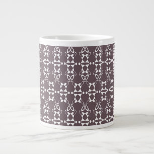 Caneca De Café Grande Padrão de ornamento geométrico marrom e branco