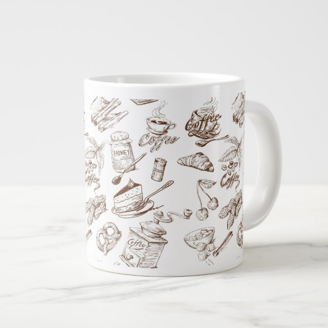 Caneca De Café Grande Padrão de papel (Frente Esquerda)