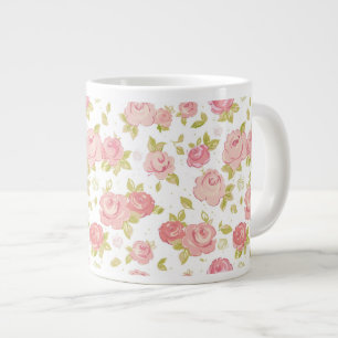 Caneca De Café Grande Padrão de papel de parede de Elegance de rosas ro