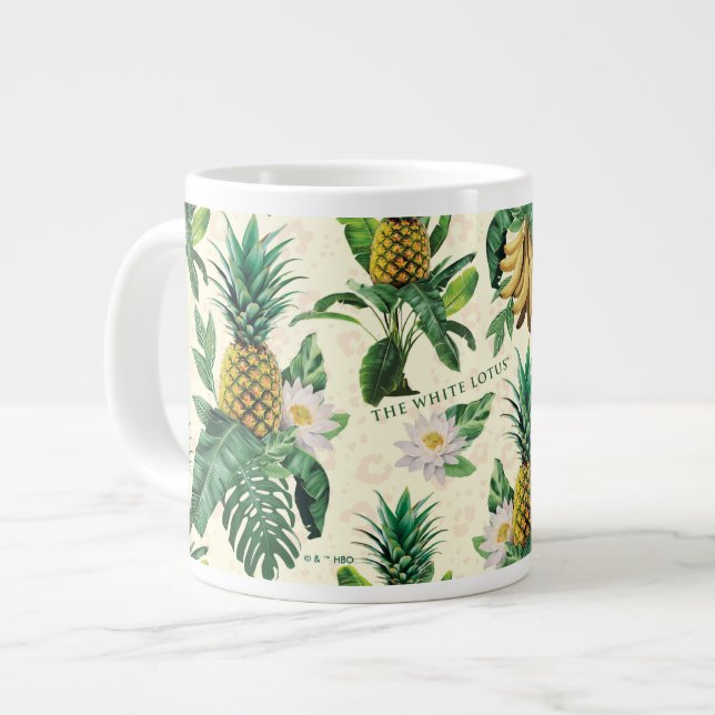 Caneca De Café Grande Padrão de Paraíso do Lótus Branco (Frente Esquerda)