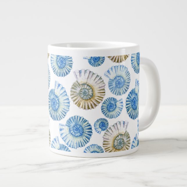 Caneca De Café Grande Padrão de Pastel Seashell 2 (Frente Esquerda)