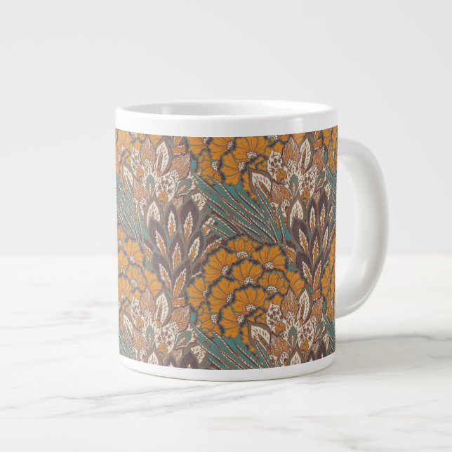 Caneca De Café Grande Padrão de pena de Abstrato Peacock (Frente Esquerda)