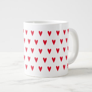 Caneca De Café Grande Padrão de pequenos corações vermelhos - românt