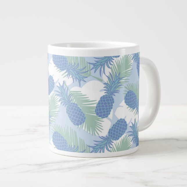 Caneca De Café Grande Padrão de Pineapple do Pastel Tropical (Frente Esquerda)