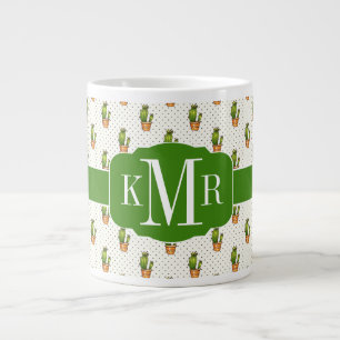 Caneca De Café Grande Padrão de Ponto de Polk Cactus e Suculentos
