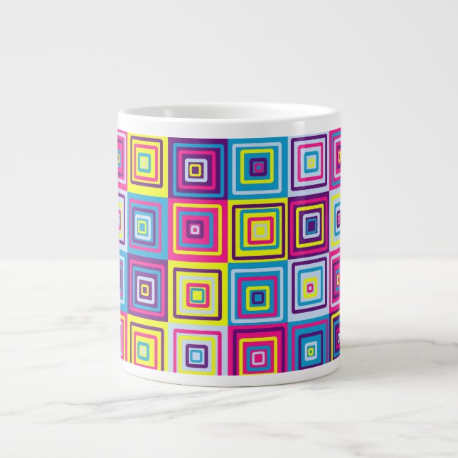 Caneca De Café Grande Padrão de Quadrados (Frente)