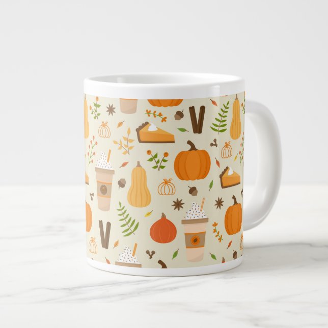 Caneca De Café Grande Padrão de queda de laranja divertido (Frente Esquerda)