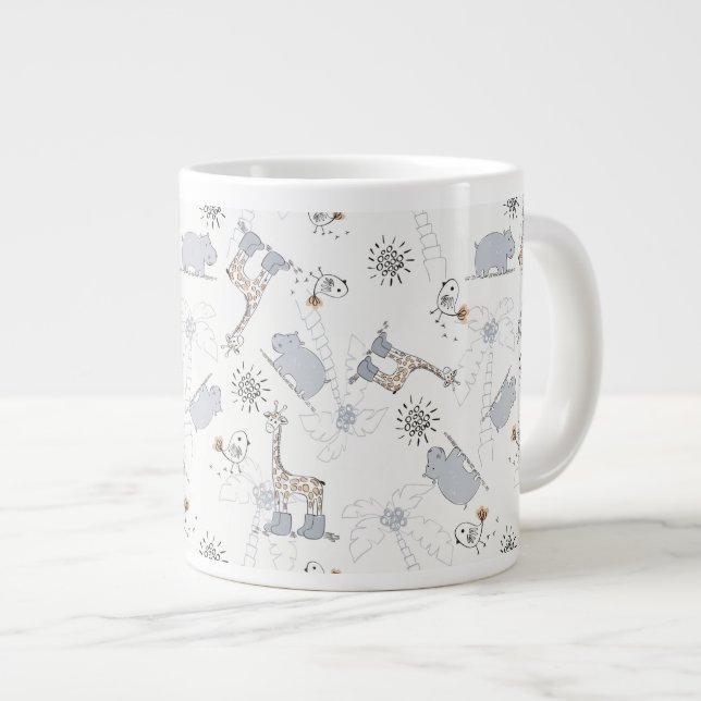 Caneca De Café Grande padrão de rabisco 2 (Frente Esquerda)