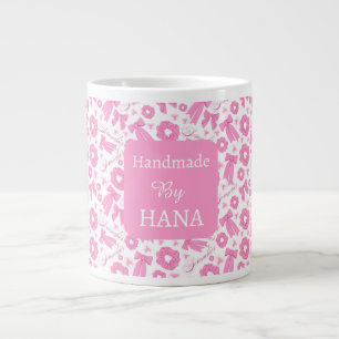Caneca De Café Grande Padrão de Scrunchies Rosa Feminino Acessório de Ca