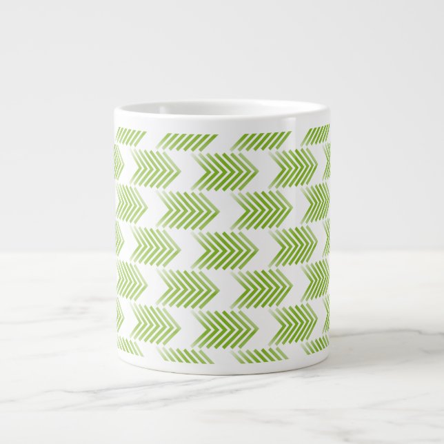 Caneca De Café Grande Padrão de Seta Tribal Verde (Frente)