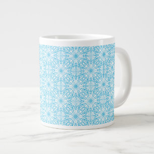 Caneca De Café Grande Padrão de simetria geométrica branca azul-claro br