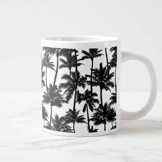 Caneca De Café Grande Padrão de Sombra da Árvore Palm (Direita)