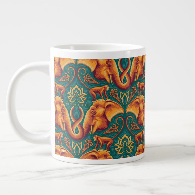 Caneca De Café Grande Padrão de tapeçaria Safari Exótico - O Lotus Branc (Esquerda)