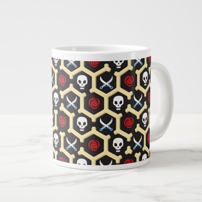 Caneca De Café Grande Padrão de Tema de Bandido (Frente Esquerda)
