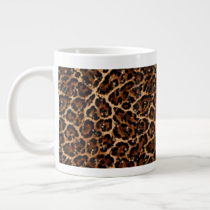 Caneca De Café Grande Padrão de Tigre Cristal Preto e Dourado
