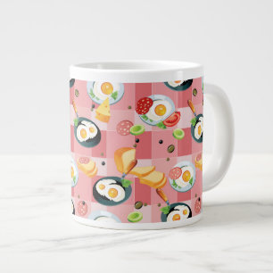 Caneca De Café Grande Padrão de tomate e ovos secos