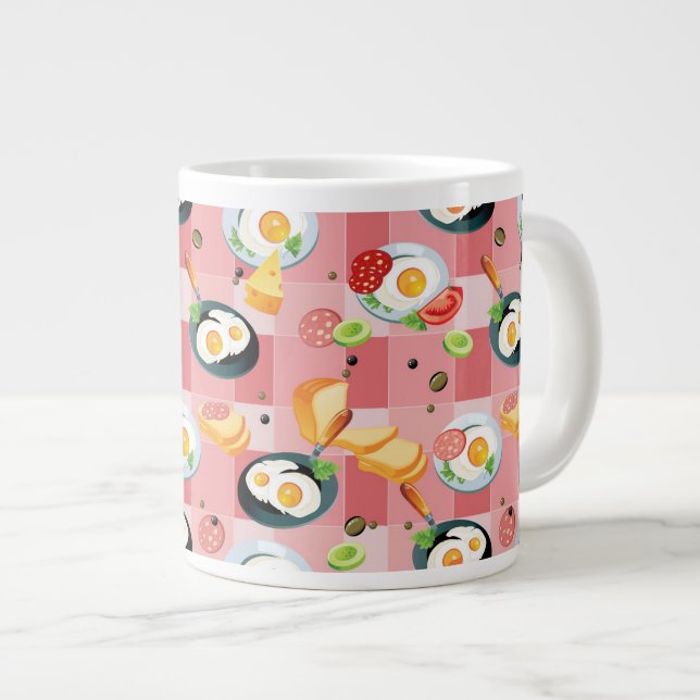 Caneca De Café Grande Padrão de tomate e ovos secos (Frente Esquerda)