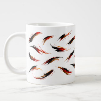 Caneca De Café Grande Padrão de Traços de Pincel Fogo Abstratos
