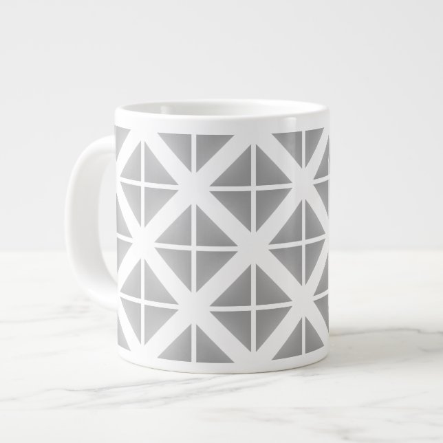 Caneca De Café Grande Padrão de triângulo de tendência da cinza (Frente Esquerda)