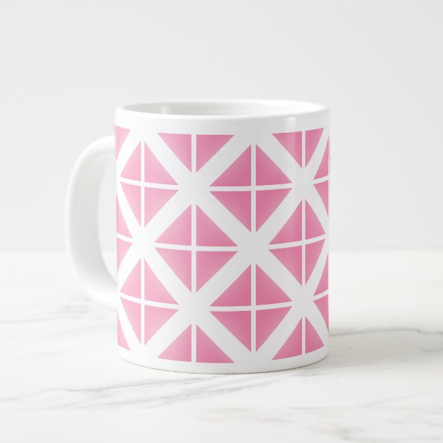 Caneca De Café Grande Padrão de Triângulo de Tendência Rosa (Frente Esquerda)