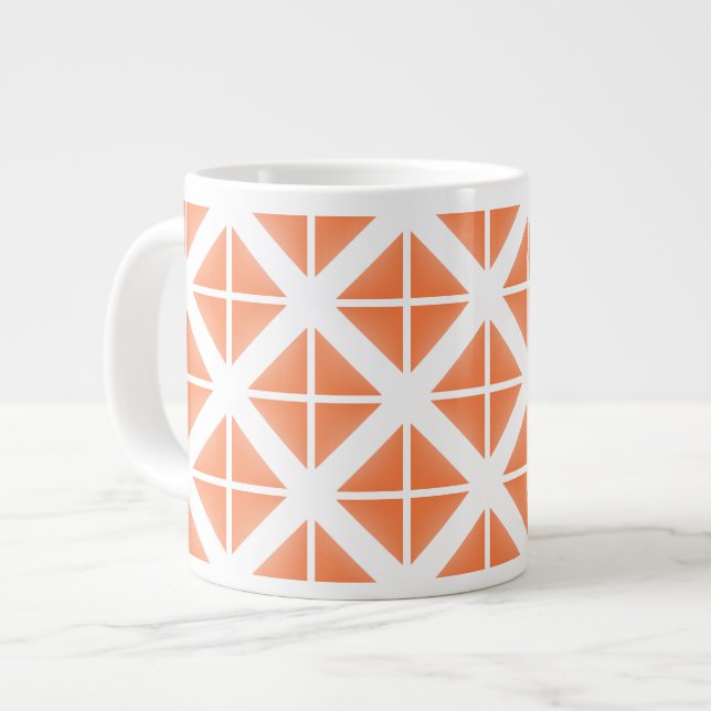 Caneca De Café Grande Padrão de Triângulo de Trendy Laranja (Frente Esquerda)