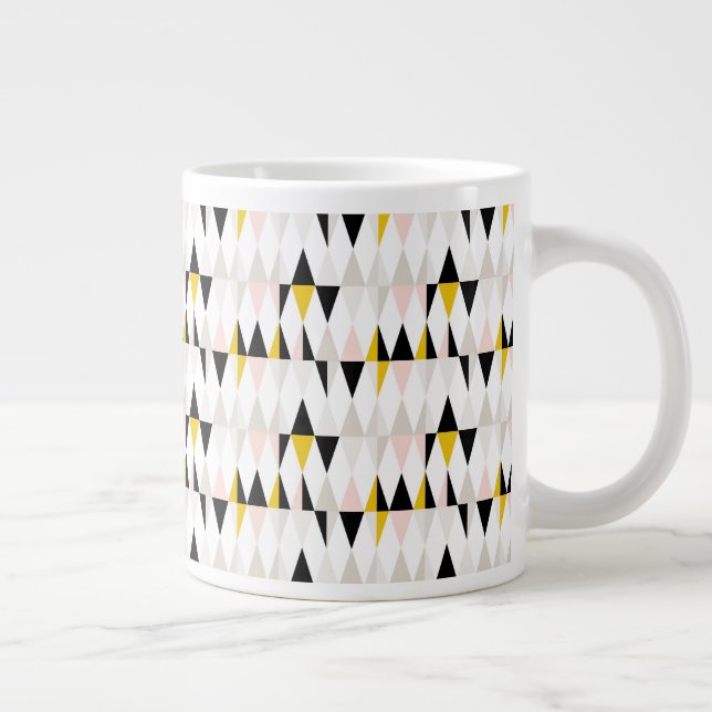 Caneca De Café Grande Padrão de Triângulo Geométrico Dividido (Direita)