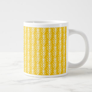 Caneca De Café Grande Padrão De Trigo Dourado Desenhado À Mão
