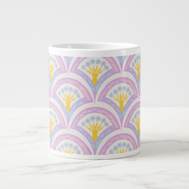 Caneca De Café Grande Padrão de vieira pastel (Frente)