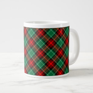 Caneca De Café Grande Padrão de Xadrez de Feriado Verde Vermelho